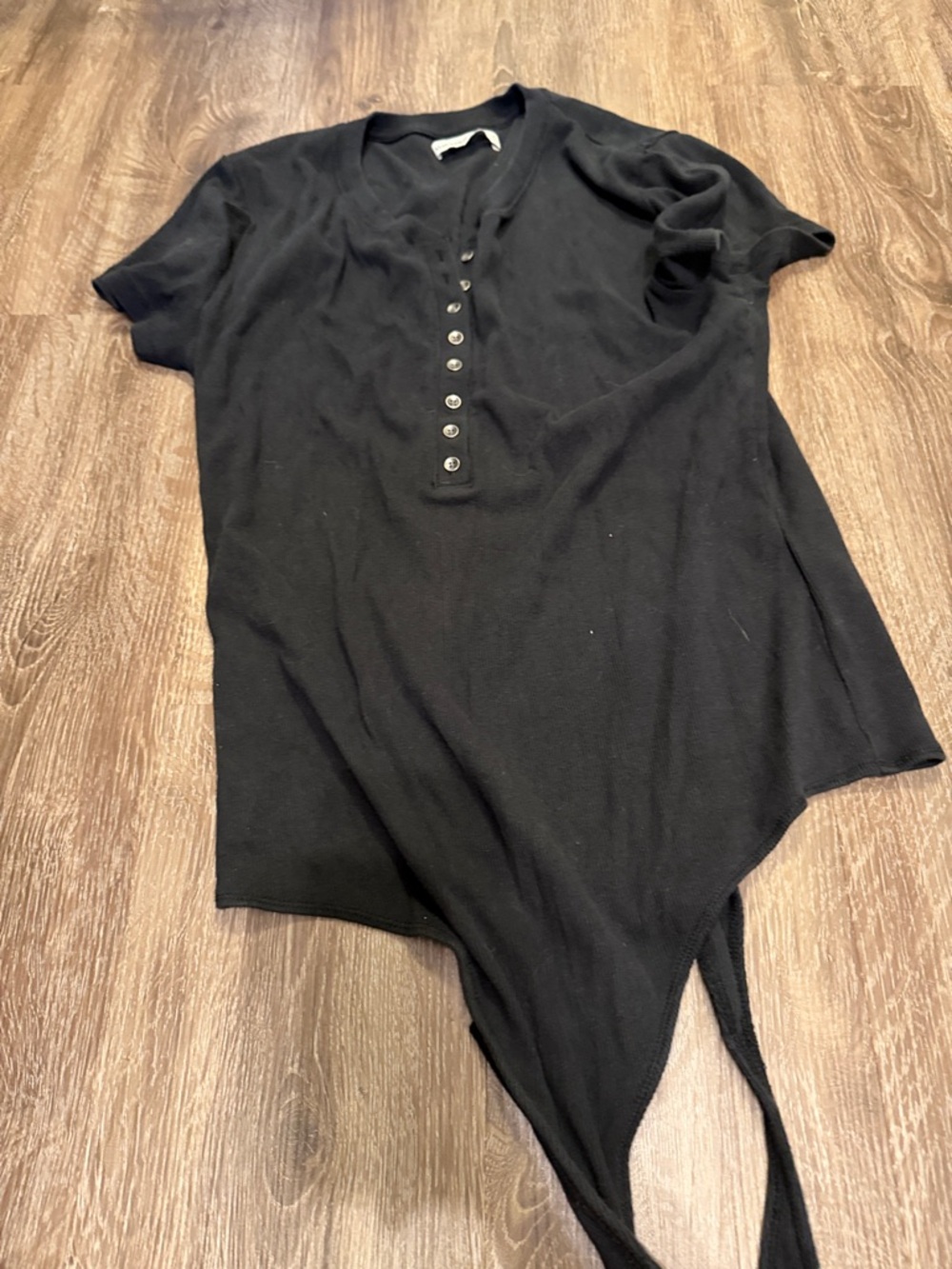 Abercrombie & Fitch Black Short-Sleeve Henley Bodysuit